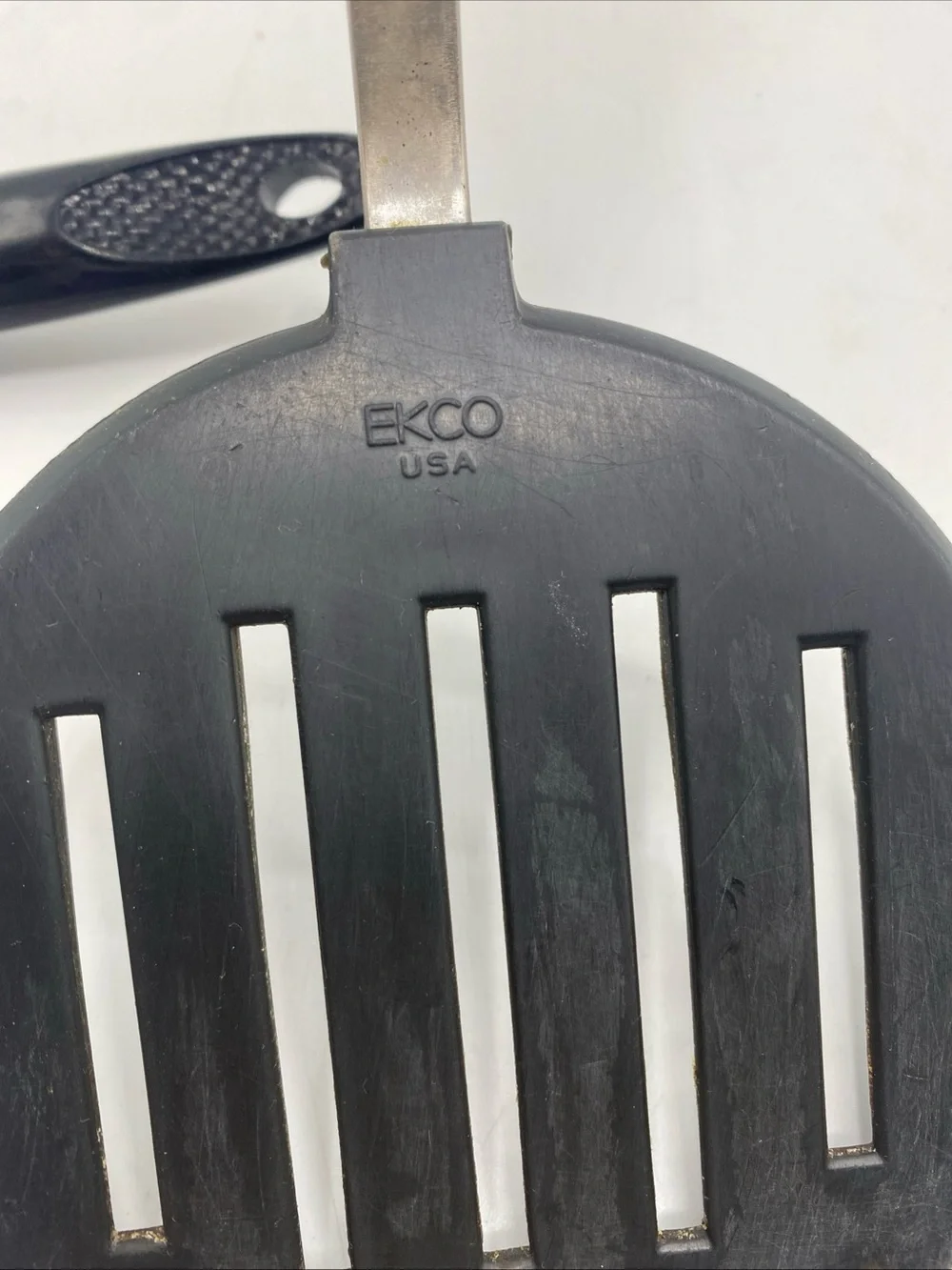 Vintage EKCO Stainless USA Kitchen Utensil Set 4 Black Handles Spatula Fork